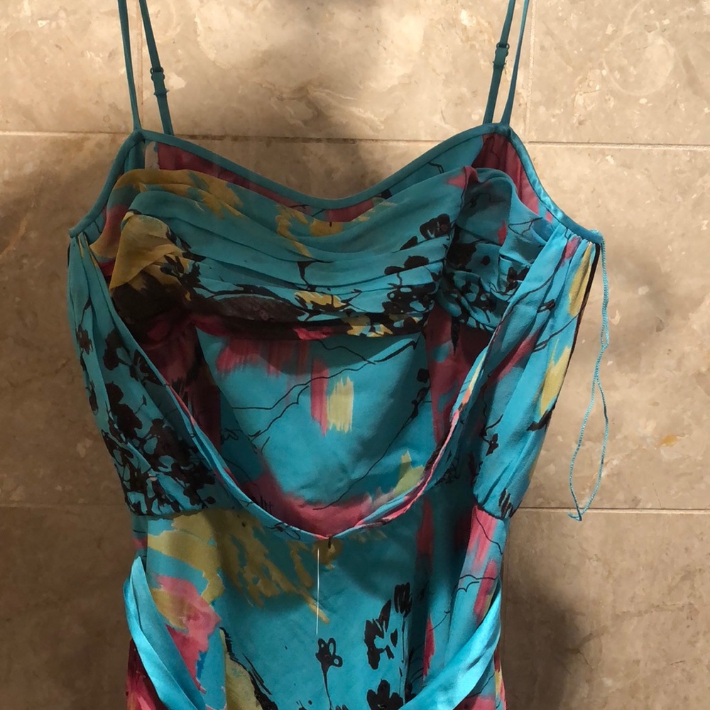 Adrianna Papell Floral Silk Dress with belt Sz 4
